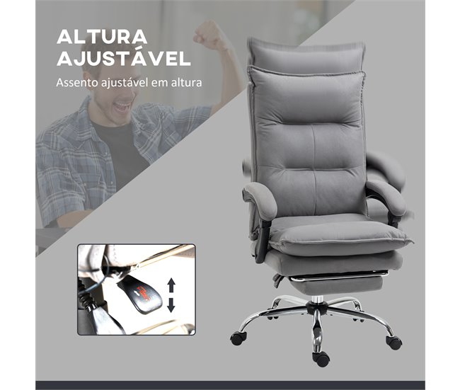 Cadeira de Escritório Poliéster, Espuma, Aço e Placa Multicamadas Cinza