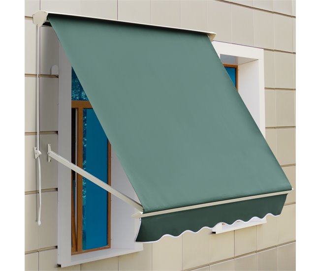Toldo Manual Retrátil Aluminio e Poliéster Outsunny 180x70 Verde