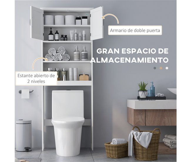 Armário sobre Sanita Madeira de Melamina e MDF kleankin Branco