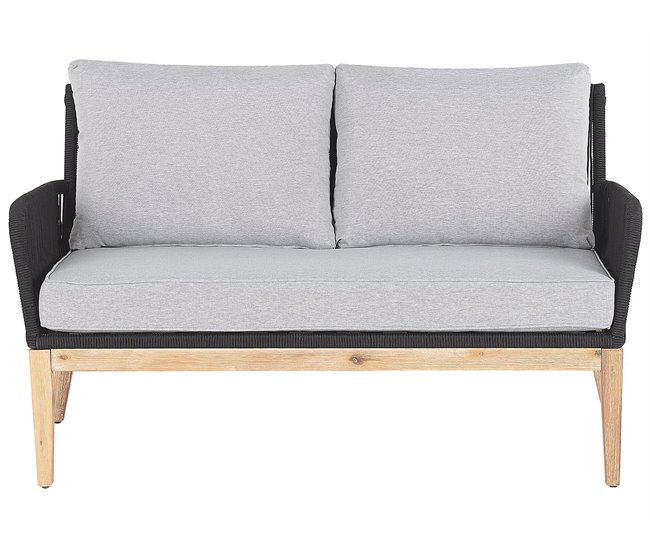 Beliani Conjunto lounge Madeira de acácia MERANO Branco/ Bege