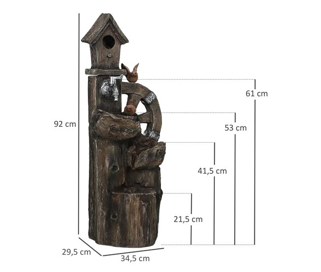 Fonte de Jardim Resina Outsunny Multicor
