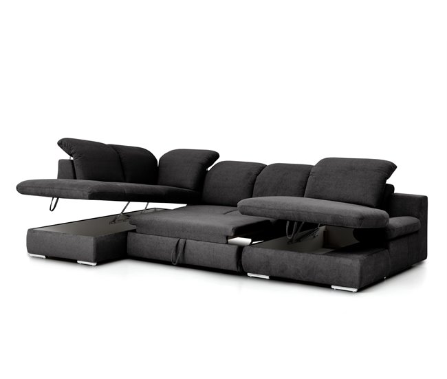Sofá de canto ISONA com cama Antracite