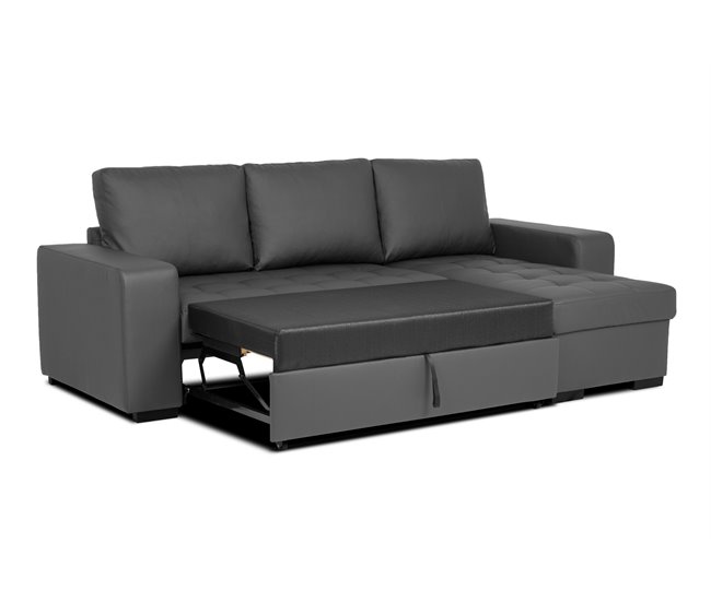 Chaise longue de pele sintética com cama HARRY Branco