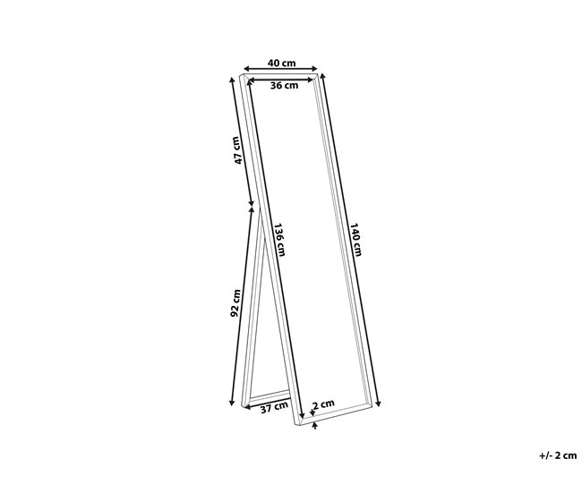 Beliani Espelho de pé TORCY 40x3 Branco