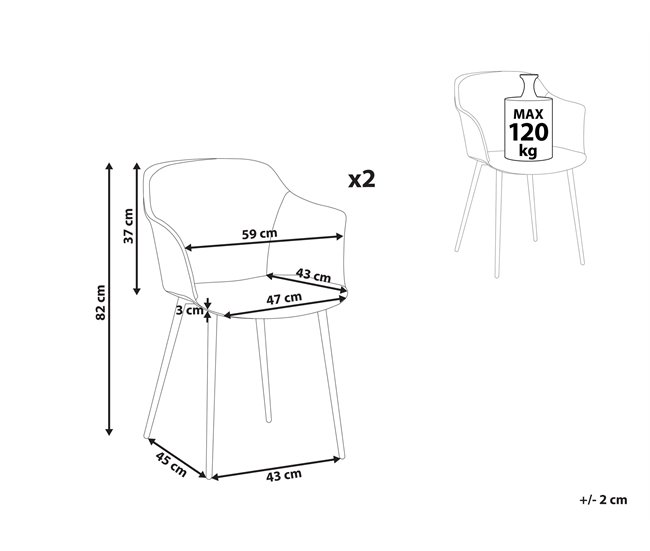 Beliani Silla de comedor ELIM Bege