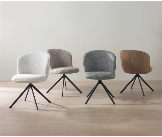 Pacote com 4 cadeiras estofadas em tweed Branco