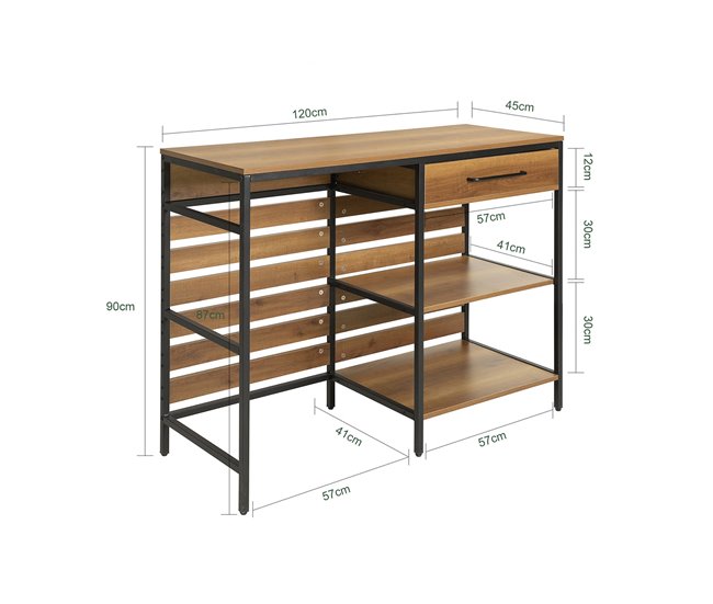 Aparador de jantar com gaveta e 2 prateleiras FSB71-PF SoBuy Natural