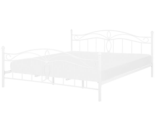 Beliani Cama com estrado Metal ANTLIA 188x209 Branco