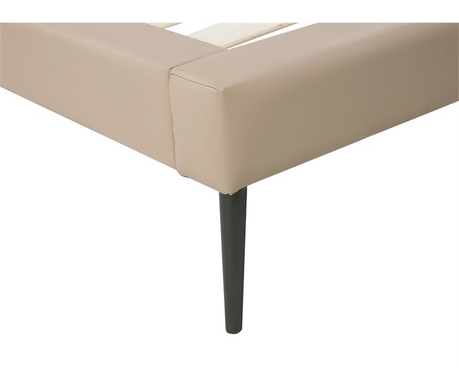 Beliani Cama com estrado Pele sintética ESSONNE 219x208 Bege