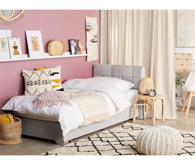 Beliani Cama continental Poliéster ADMIRAL 99x212 Cinza Claro