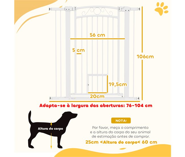 Barreira de Segurança para Cães Aço e PA PawHut Branco