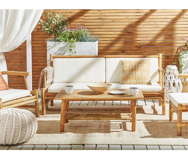 Beliani Conjunto lounge Madeira de bambu RICCIONE Castanho