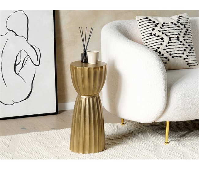 Beliani Mesa auxiliar OUYEN Dourado