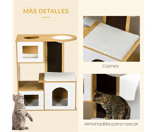 Casa para Gatos MDF e Pelúcia PawHut Castanho