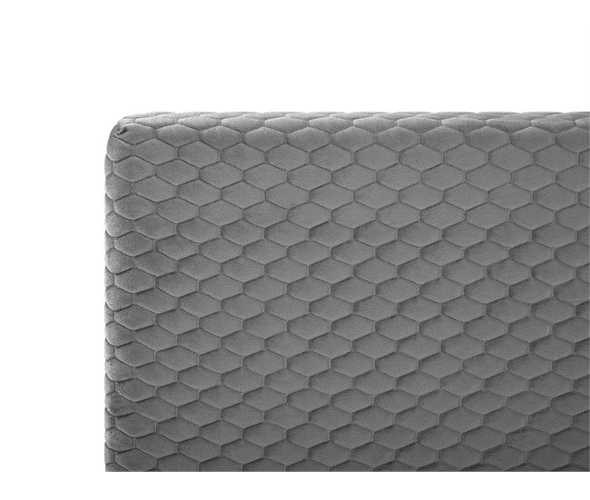 Beliani Cama com estrado Veludo BAYONNE 151x212 Cinza Claro