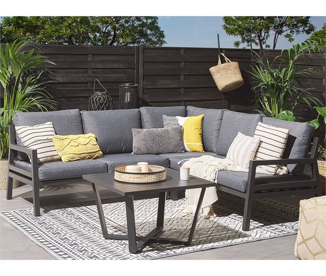 Beliani Conjunto lounge VIZZINI Cinza Escuro