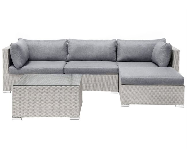 Beliani Conjunto lounge SANO Cinza Claro