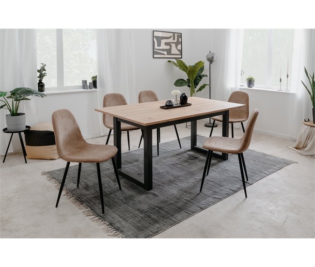 Mesa de jantar extensível CATHY Carvalho