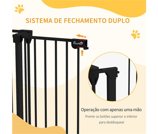 Barreira para Cães Aço e Plástico PawHut Preto