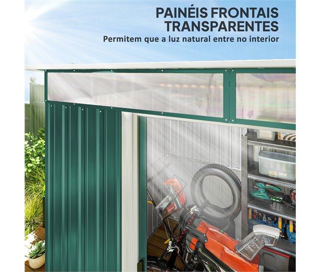 Abrigo de Jardim Aço Galvanizado Outsunny Verde