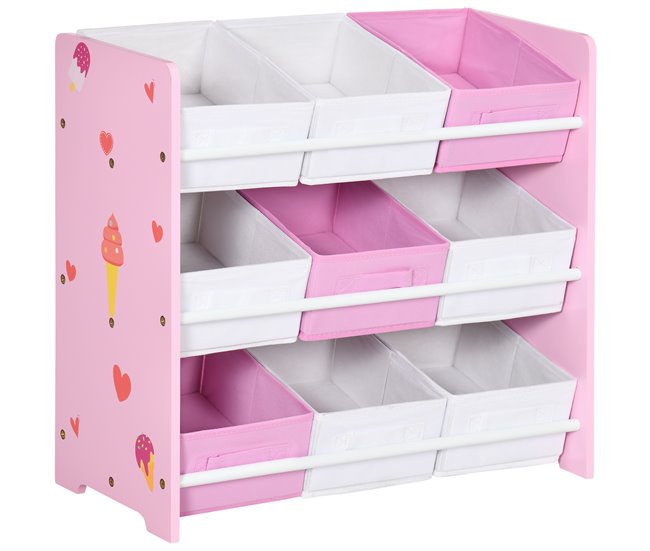 Estante para Brinquedos MDF e Tecido não Tecido ZONEKIZ 63 Cinza