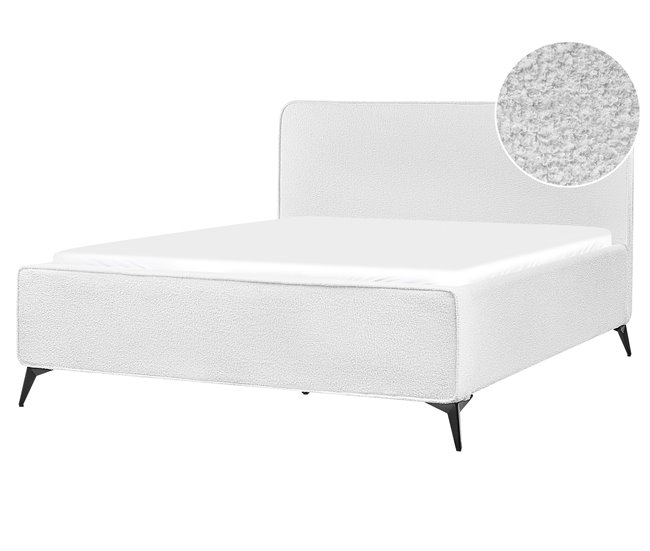 Beliani Cama com estrado Bouclé VALOGNES 172x220 Branco