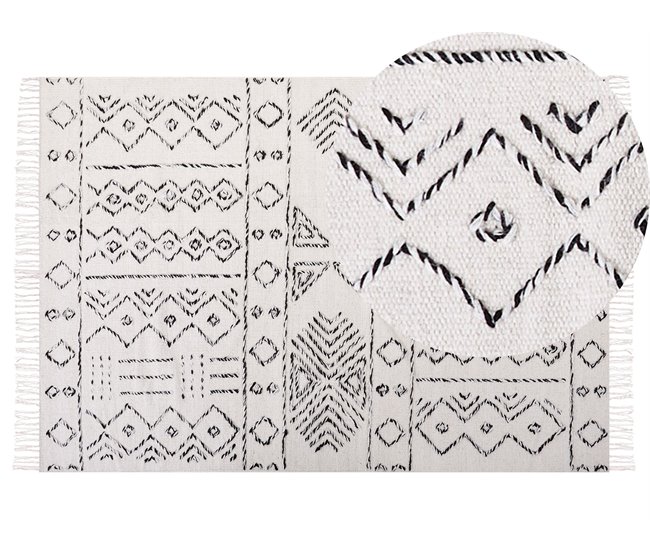 Beliani Pelos curtos ALKENT 140x200 Branco/ Bege