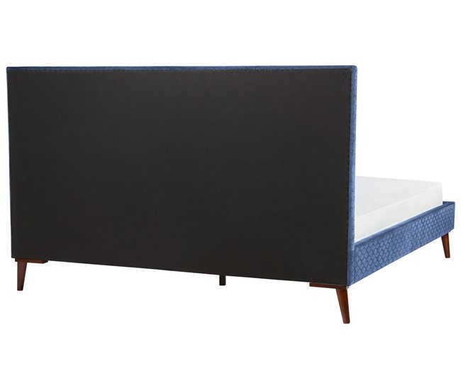 Beliani Cama com estrado Veludo BAYONNE 191x212 Azul