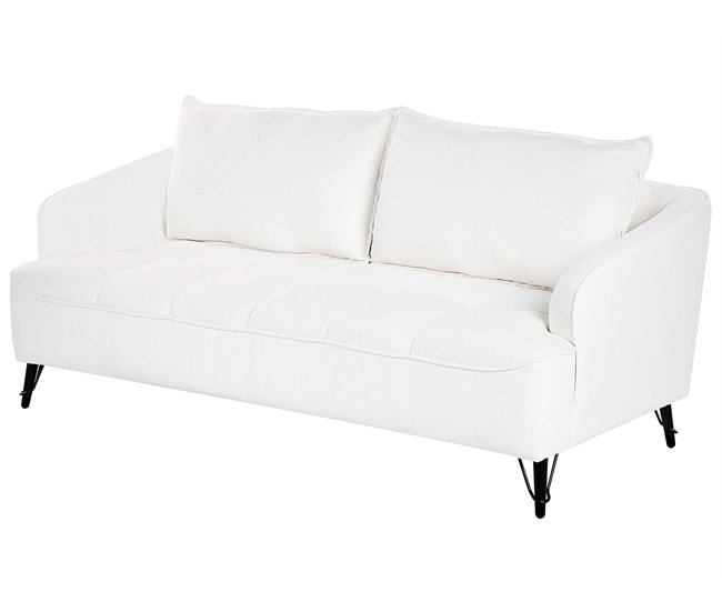 Beliani Sofá de 3 lugares Bouclé HOBRO Branco