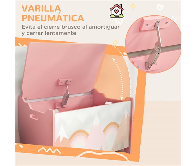 Baú de Brinquedos MDF ZONEKIZ 37 Rosa