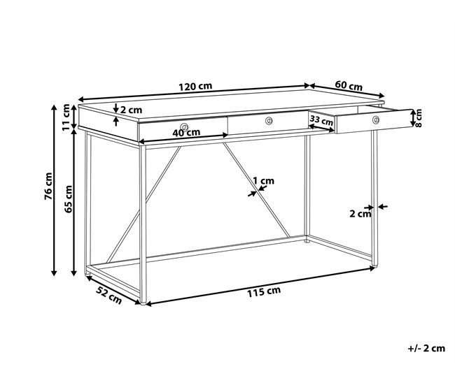 Beliani Secretária JACKSON 120x60 Castanho