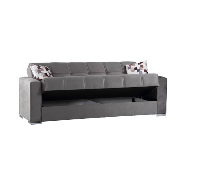 Sofá cama 3 lugares em tecido Cinza