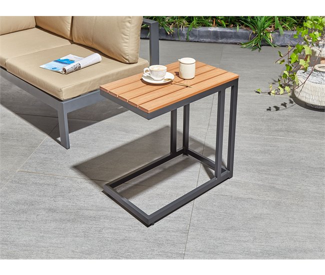 Beliani Mesa de jardim MESSINA 60x35 Preto/ Madeira
