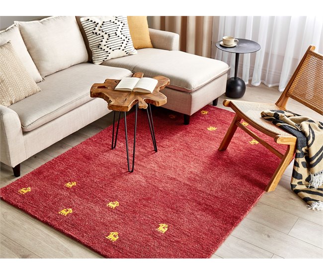 Beliani Pelos curtos YARALI 140x200 Vermelho