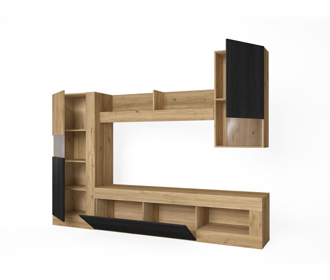 Compacto de TV 265 cm 3 portas FERRARA Preto/ Madeira