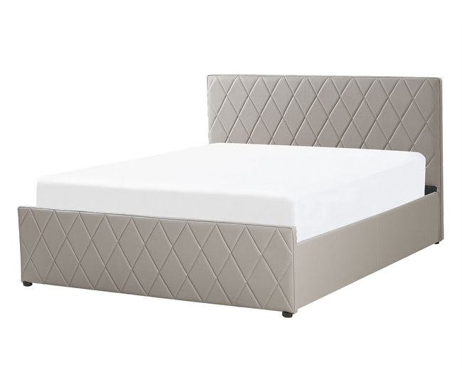 Beliani Cama com estrado Pele sintética ROCHEFORT 150x214 Cinza Escuro