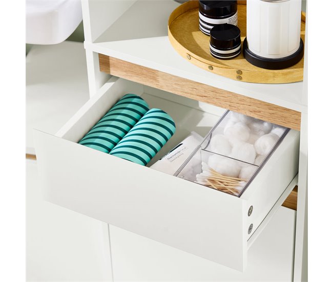 Armário alto de casa de banho com 1 gaveta BZR80-W SoBuy Branco
