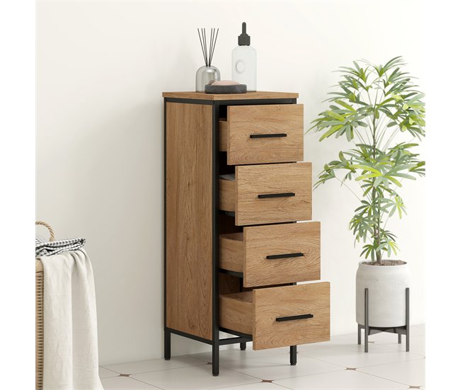 Armário Casa de Banho Melamina de Madeira HOMCOM Castanho