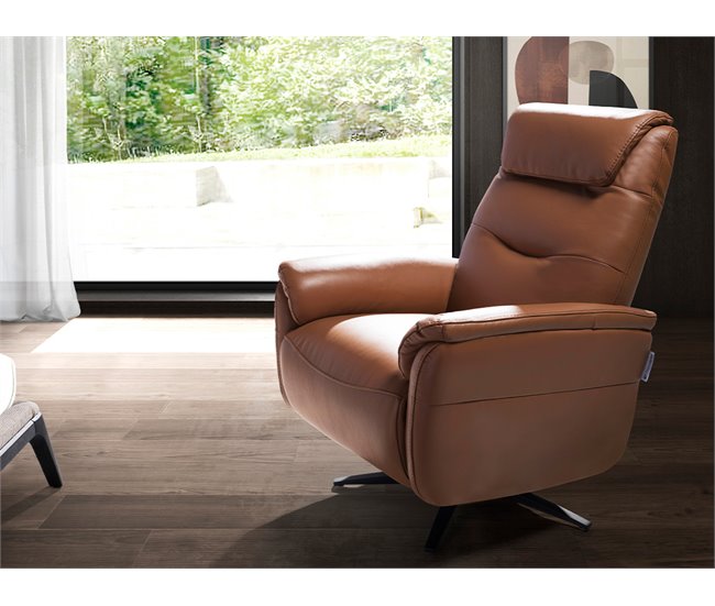 ANGEL CERDA Poltrona giratório em pele castanha Castanho