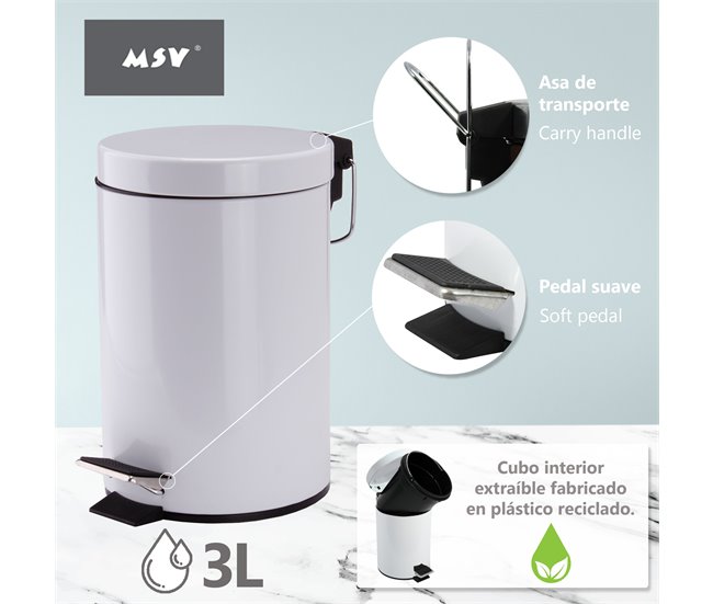 3l Cubo de pedal Branco