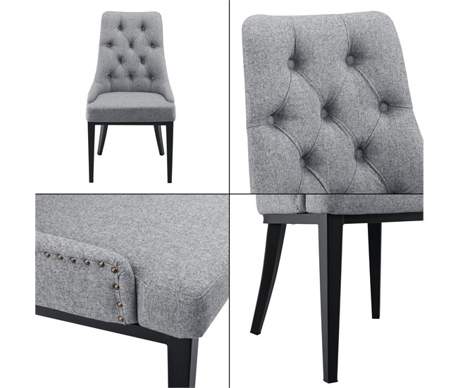 Conjunto de 4 cadeiras de jantar Chester Grafito