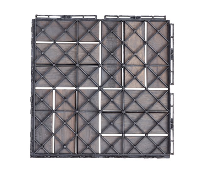 Conjunto de 10 ladrilhos Alliste click 12 ripas acácia/plástico Cinza