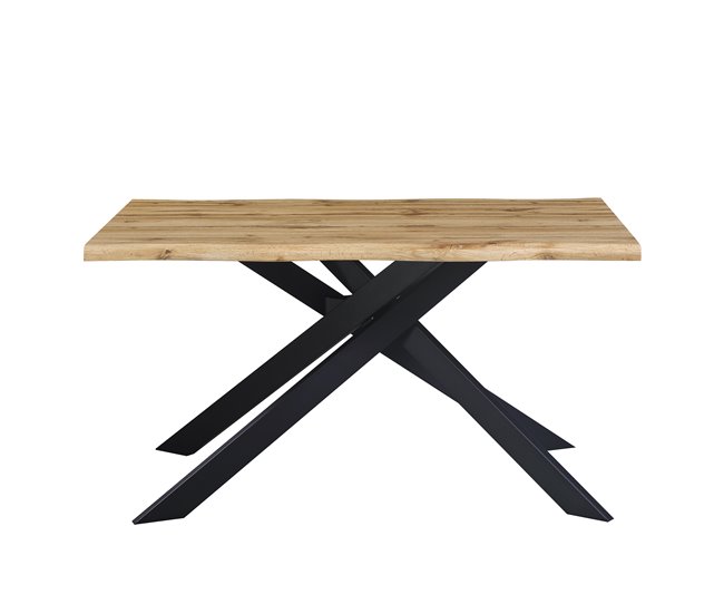 Mesa de jantar fixa LIMA cor carvalho  Preto/ Madeira