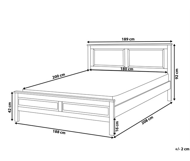 Beliani Cama com estrado Pinho OLIVET 189x208 Branco