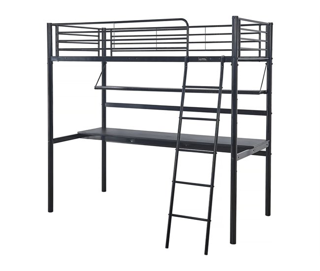 Cama alta com secretária 190x90 Preto