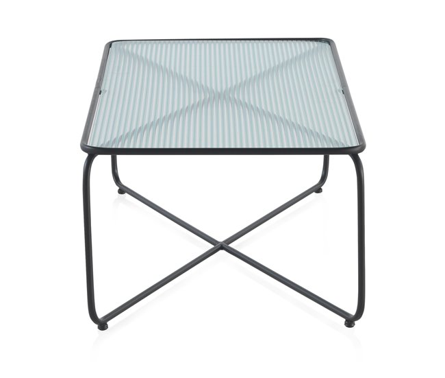 Mesa de centro de metal com tampo de vidro Preto