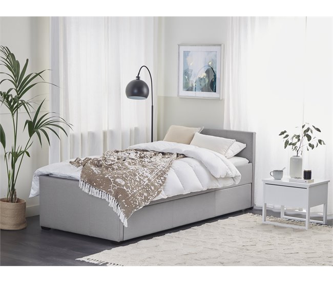Beliani Cama com estrado Poliéster MARMANDE 96x214 Azul Marino