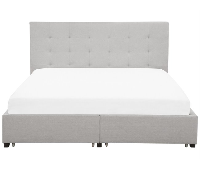 Beliani Cama con cajones Poliéster LA ROCHELLE 193x213 Castanho