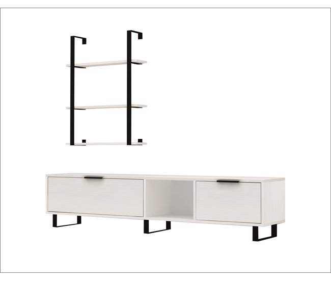 Conjunto de móvel de TV e prateleira ZENA, branco Branco