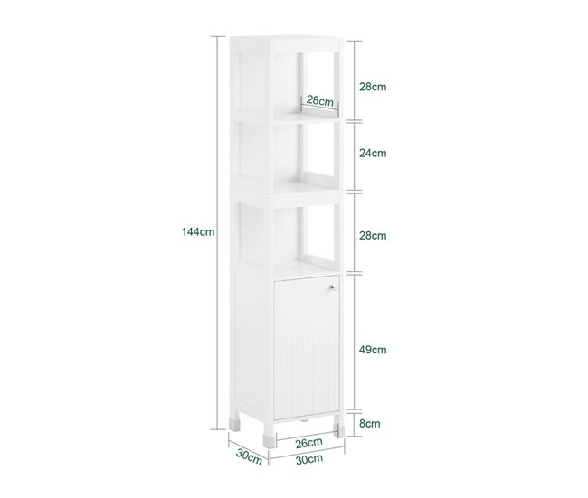 Armário alto de casa de banho BZR187-W SoBuy PT Branco
